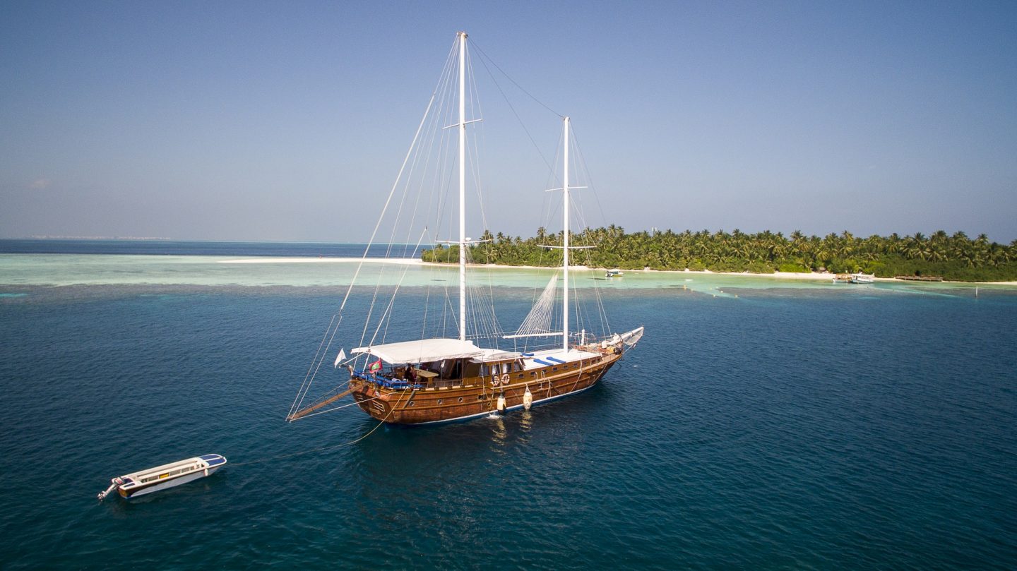 Aerial-shot-of-Felicity-near-an-island-in-Maldives