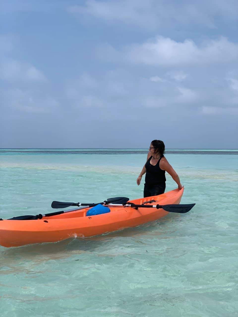 Dina-heads-out-for-a-kayak-session-in-Maldives