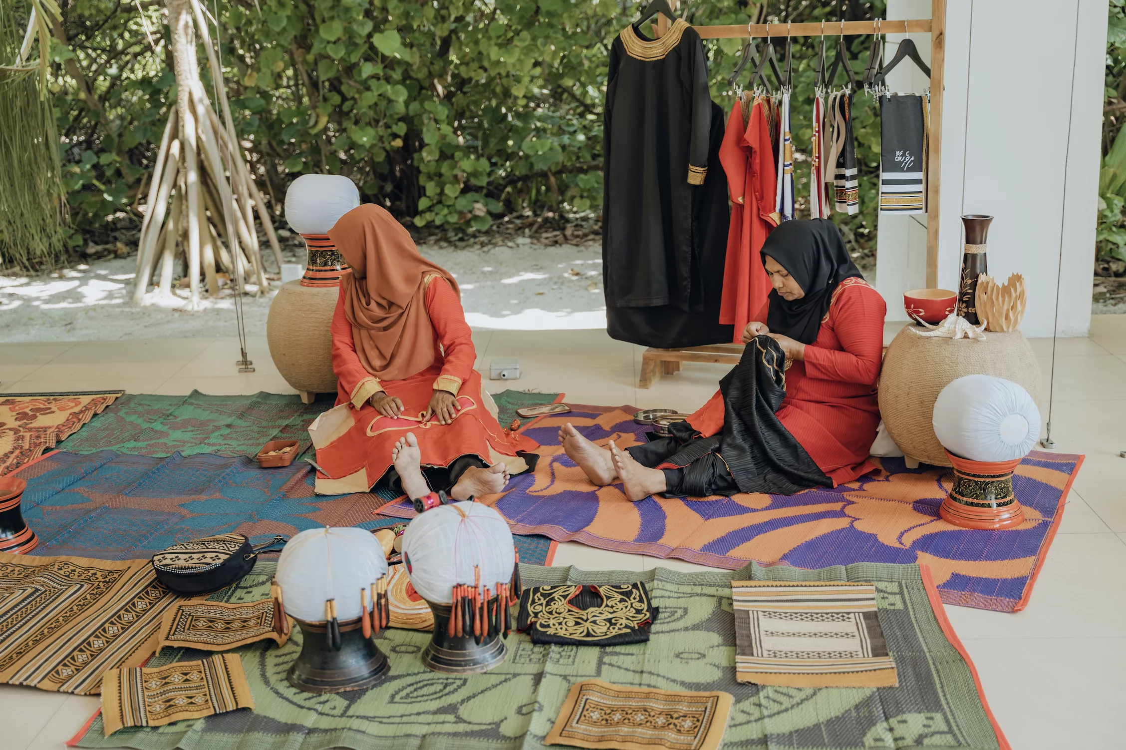 traditional-Maldivian-craft-exhibted-by-local-ladies-at-a-resort-island